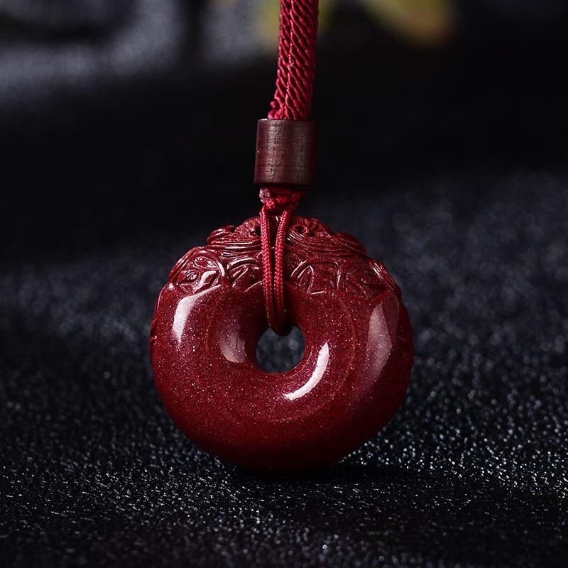 Hand Carved Purple Cinnabar OPULENCE attracting Double Pixiu Necklace