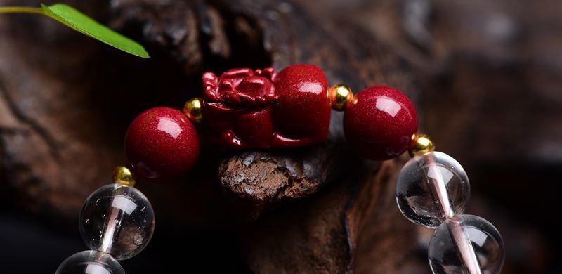 Purple Cinnabar & Natural Clear Quartz 'SPIRITUAL GROWTH' Bracelet