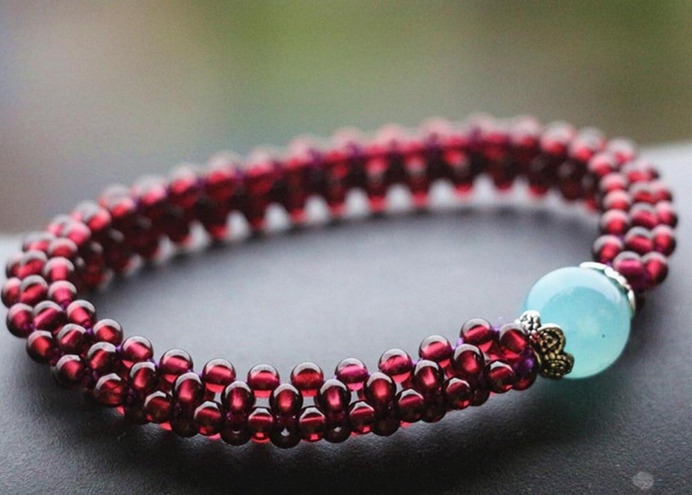 Genuine Garnet & Amazonite Stone COURAGE & HOPE Bracelet