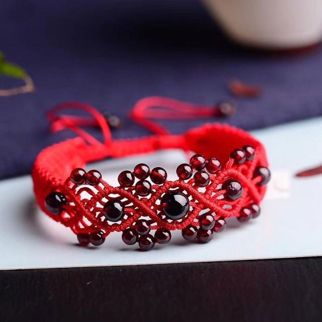 Lucky Red Rope with Garnets for Good HEALTH