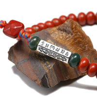 Thumbnail for Tibetan Buddhist OM Mantra & Natural Red Jasper Stone 'MOJO'  VIBRANCY Bracelet