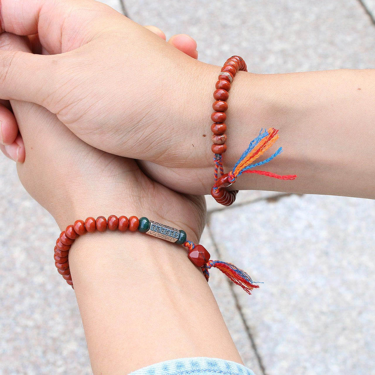 Tibetan Buddhist OM Mantra & Natural Red Jasper Stone 'MOJO'  VIBRANCY Bracelet