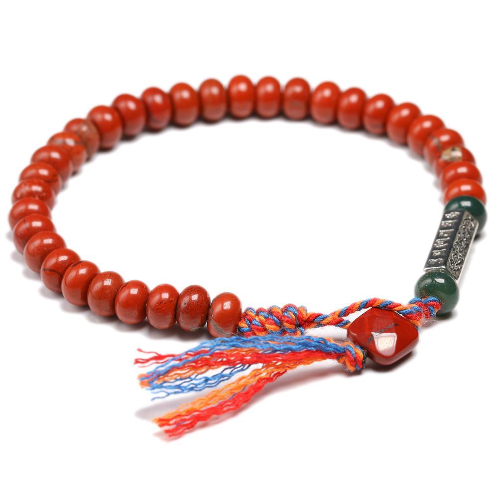 Tibetan Buddhist OM Mantra & Natural Red Jasper Stone 'MOJO'  VIBRANCY Bracelet