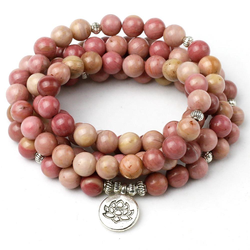 Natural Rhodochrosite Stone Mala