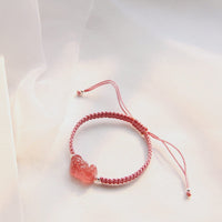 Thumbnail for Strawberry Quartz Stone FENG SHUI PIXIU for ABUNDANCE Bracelet