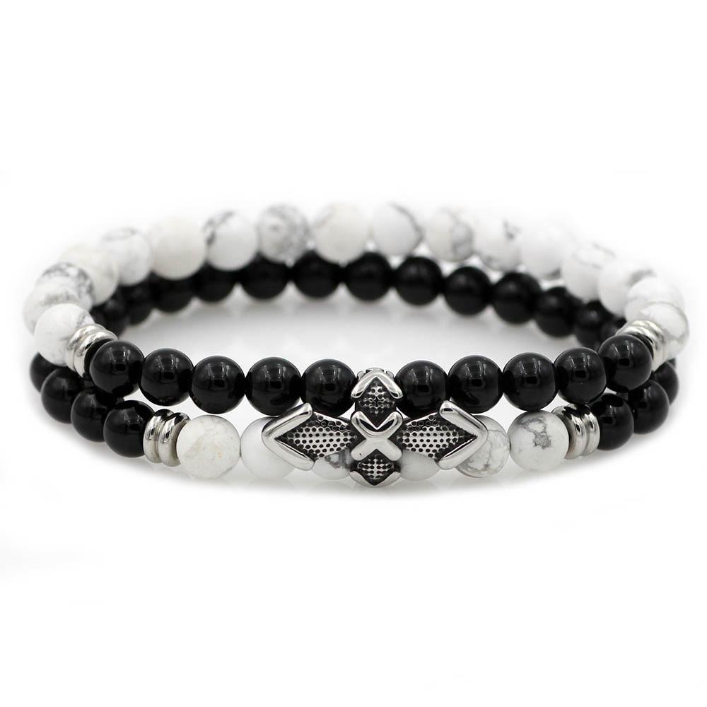 Quality Stainless Steel & Natural Stone Dual Layer RESILIENCE Bracelet Set-5 Stone Combos