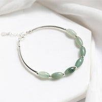 Thumbnail for Sterling Silver & Natural Burmese Jadeite HEALING Bracelet