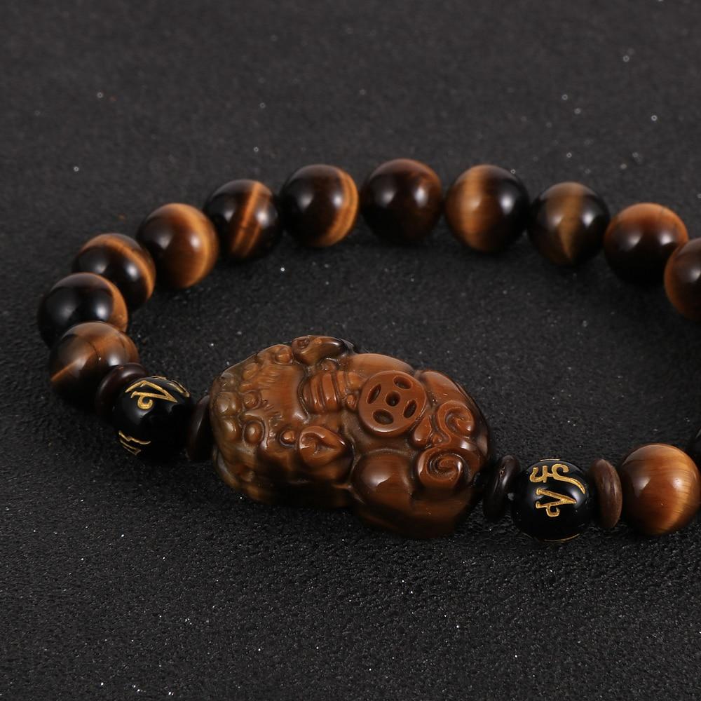 Natural Tiger Eye Stone PIXIU Feng Shui Bracelet