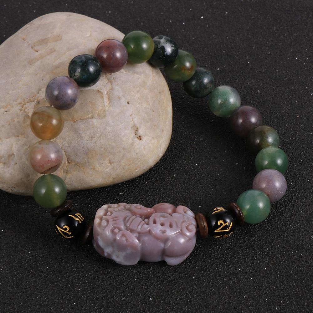 Natural Indian Agate Stone PIXIU Feng Shui Bracelet