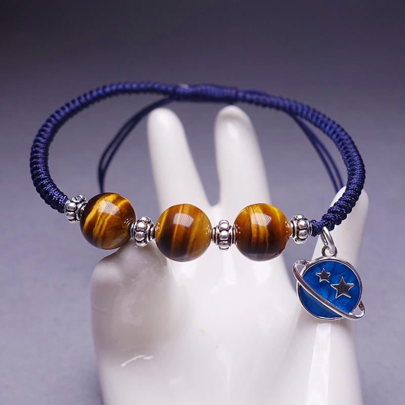 Sterling Silver & Tiger Eye Stone RELEASE FEAR Red Rope Bracelet