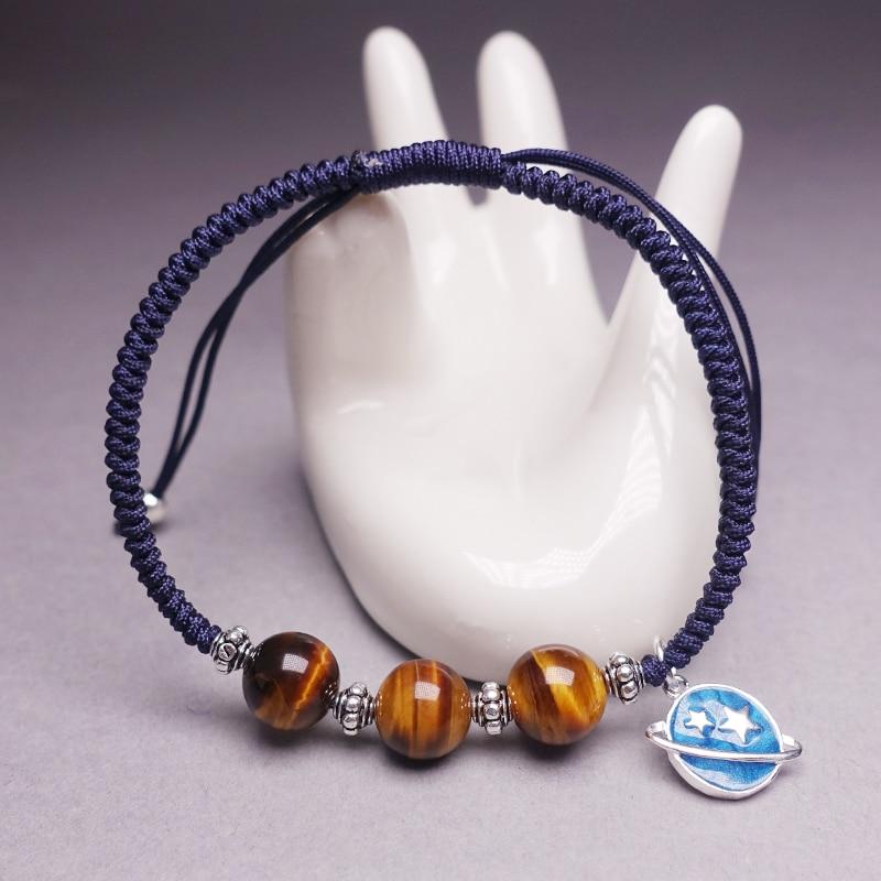 Sterling Silver & Tiger Eye Stone RELEASE FEAR Red Rope Bracelet