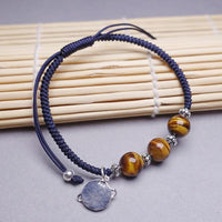 Thumbnail for Sterling Silver & Tiger Eye Stone RELEASE FEAR Red Rope Bracelet