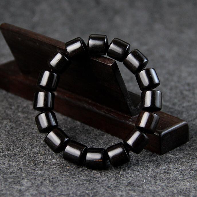 Natural Tubular Ebony Prayer Beads Bracelet