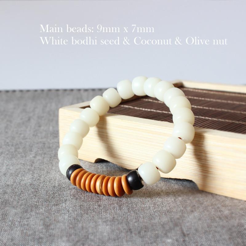 Natural White Bodhi Seed Coconut shell Bracelet