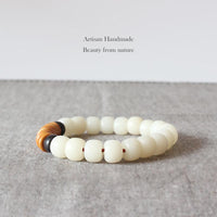 Thumbnail for Natural White Bodhi Seed Coconut shell Bracelet