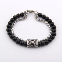 Thumbnail for Stainless Steel ,Natural Tiger Eye/Obsidian STONE & VIKING RUNE Men's Bracelet