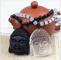 Thumbnail for 2pc/set -Natural Obsidian & Natural Quartz Crystal Buddha Sakyamuni Pendants