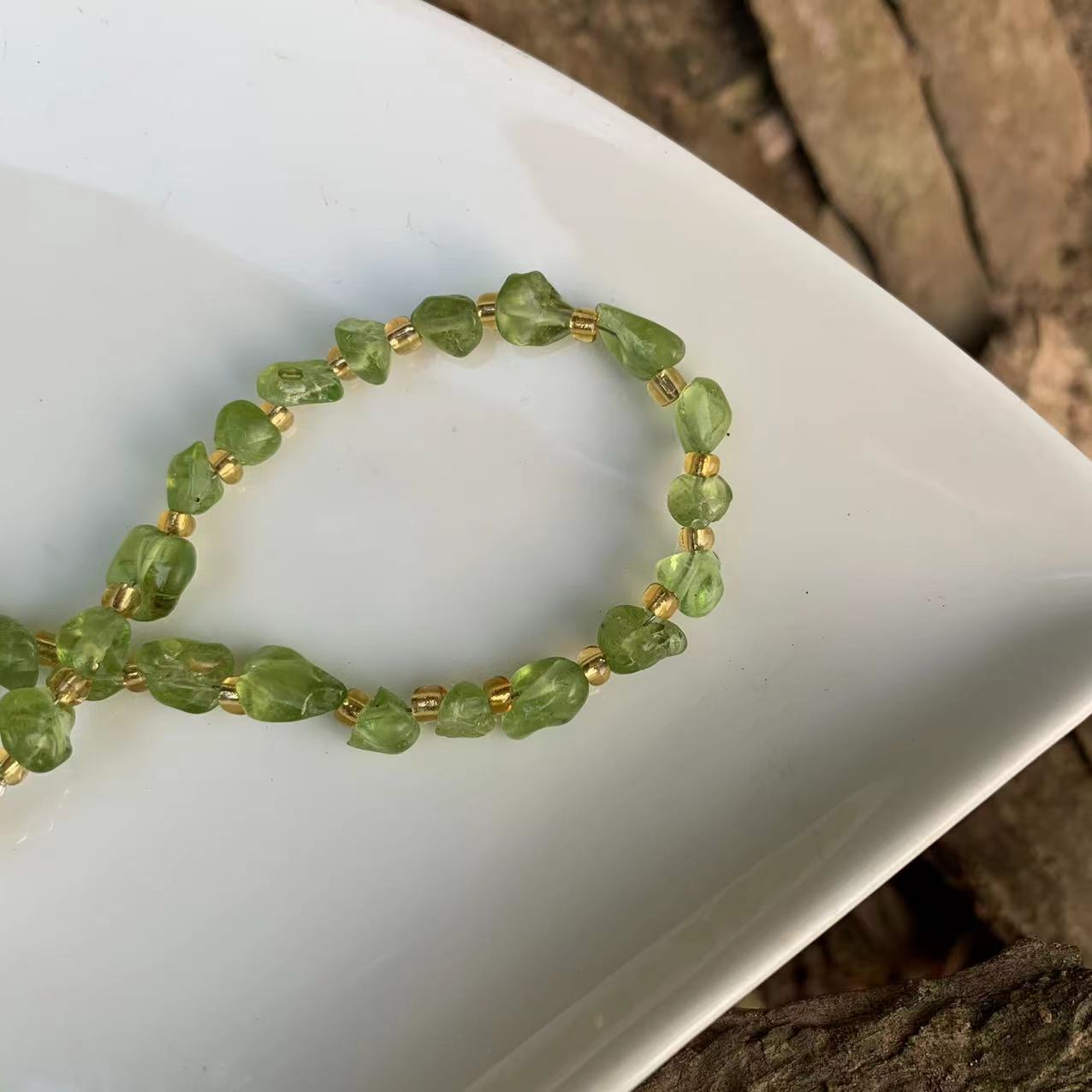 Lovely Natural Olivine Beaded Bracelet