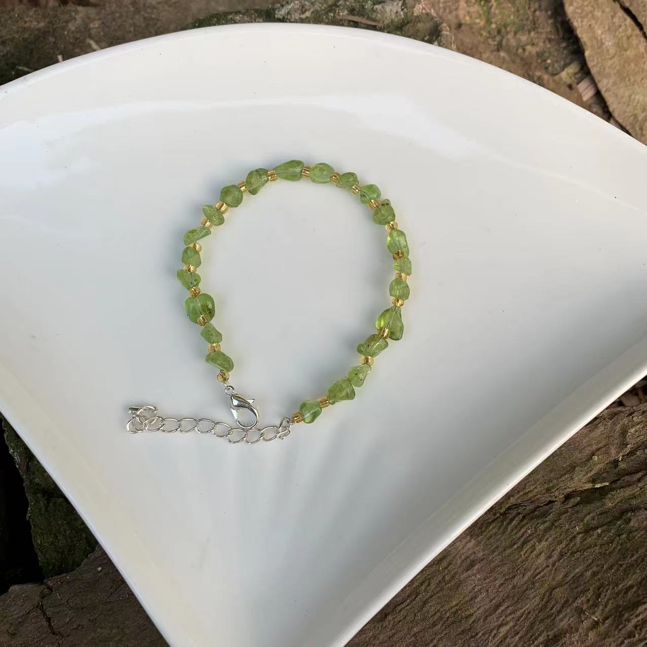 Lovely Natural Olivine Beaded Bracelet