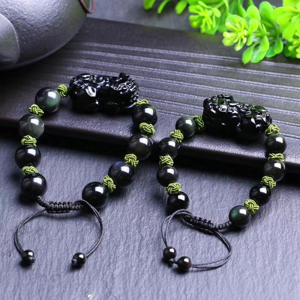 Natural Rainbow Eye Obsidian Pixiu HOPE & PROTECTION Bracelet