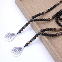 Thumbnail for Natural Onyx Tiger eye stone Om Necklace