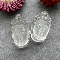 Thumbnail for Natural Clear Crystal Carved Guanyin Pendant Necklace