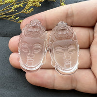 Thumbnail for Natural Clear Crystal Carved Guanyin Pendant Necklace