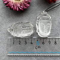 Thumbnail for Natural Clear Crystal Carved Guanyin Pendant Necklace