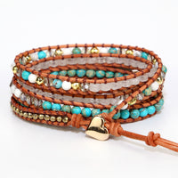 Thumbnail for Natural Intense Turquoise Handmade Leather Bracelet