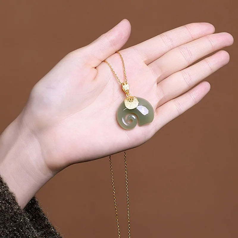 Natural Jade Elephant Necklace