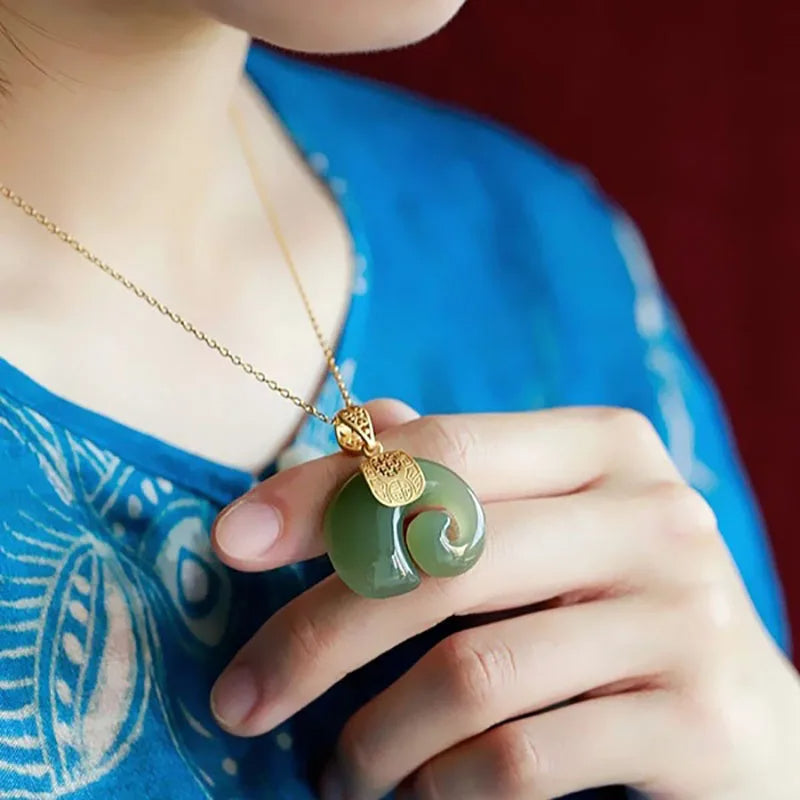 Natural Jade Elephant Necklace