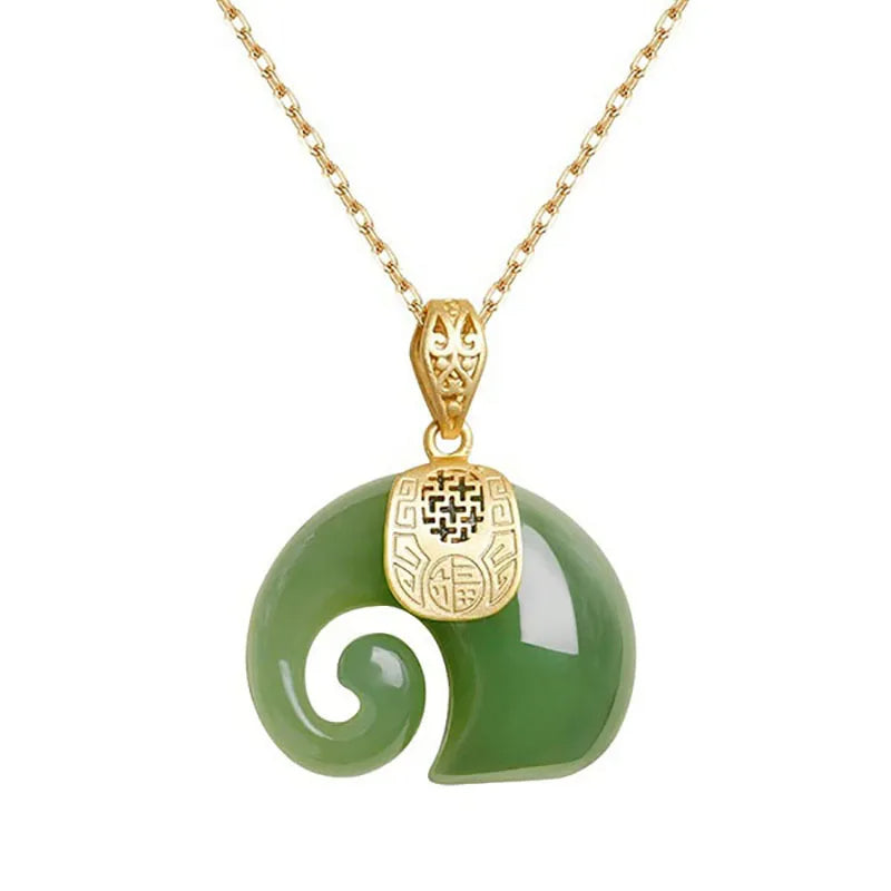 Natural Jade Elephant Necklace