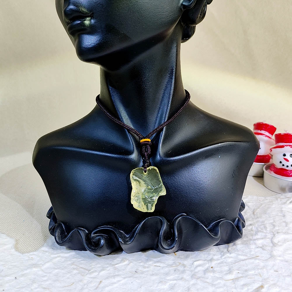 Natural Citrine Pendant Raw Stone Necklace