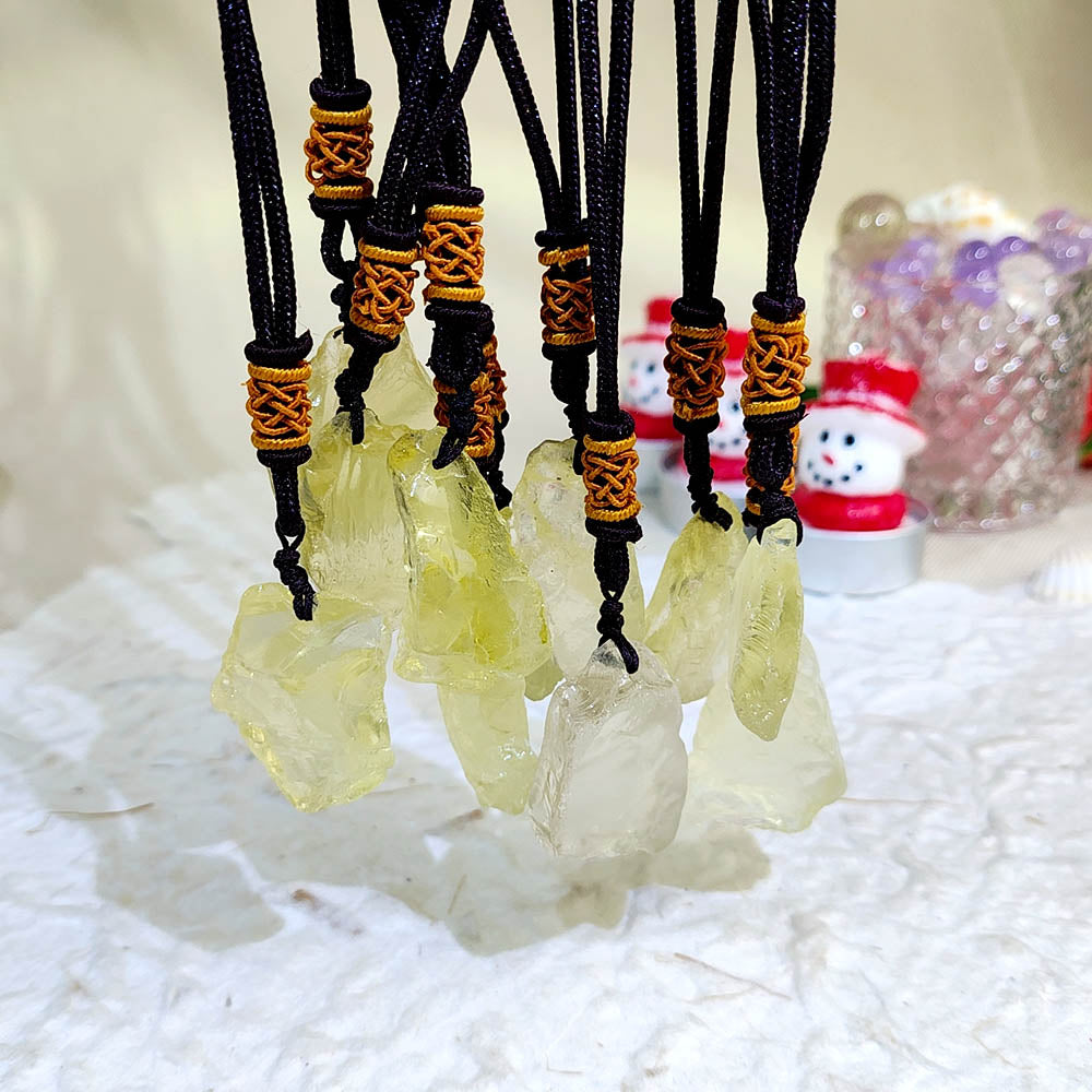Natural Citrine Pendant Raw Stone Necklace