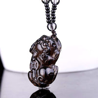 Thumbnail for Natural Stone Ice Obsidian PIXIU PROTECTION Pendant Necklace