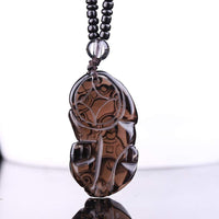 Thumbnail for Natural Stone Ice Obsidian PIXIU PROTECTION Pendant Necklace