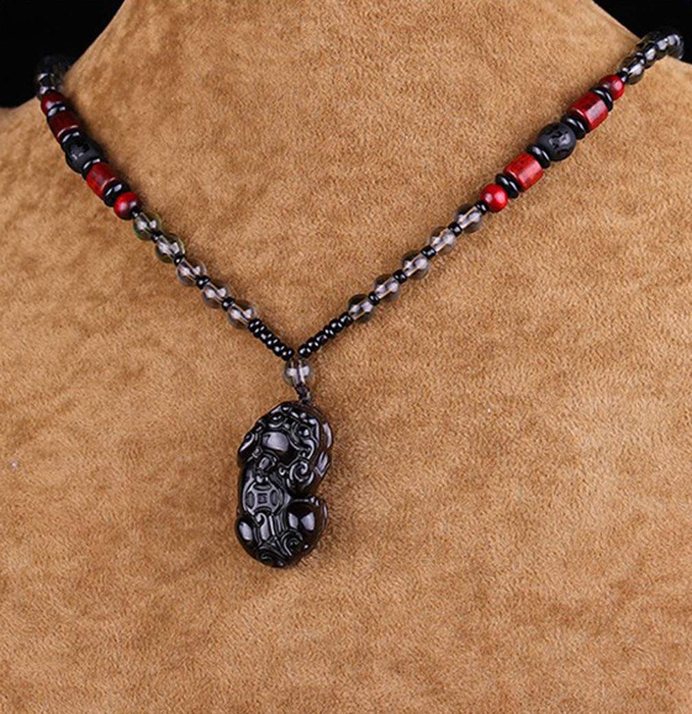 Natural Stone Ice Obsidian PIXIU PROTECTION Pendant Necklace