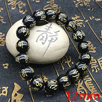 Thumbnail for Natural Black Obsidian Carved Buddha Lucky Bracelet