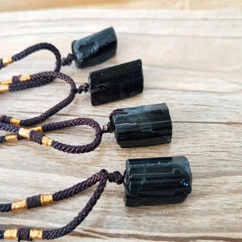 Natural Black Tourmaline Protection Pendant Necklace