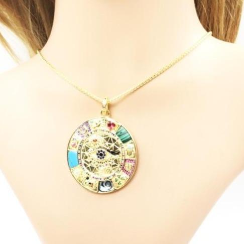 Silver & Zirconia Vintage Evil Eye Pendant Necklace in Gold