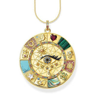 Thumbnail for Silver & Zirconia Vintage Evil Eye Pendant Necklace in Gold