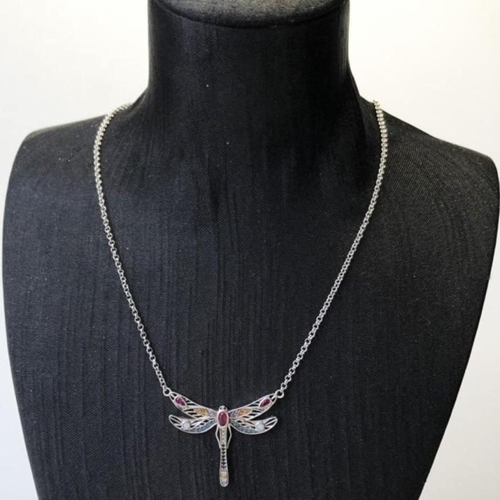 Silver & Zirconia Dragonfly 'CREATIVITY' Necklace