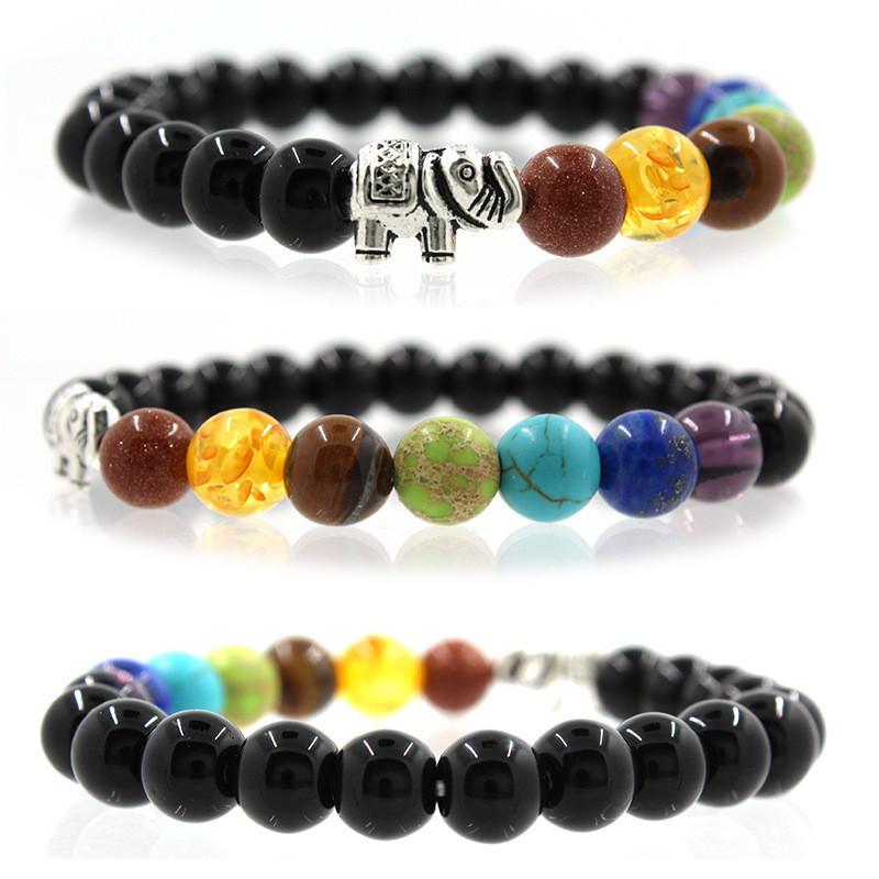 7 Chakra  Elephant Bracelet