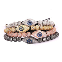 Thumbnail for Stainless Steel & Luxury Pave Cubic Zirconia EVIL EYE PROTECTION Unisex Charm Bracelet- 4 colors