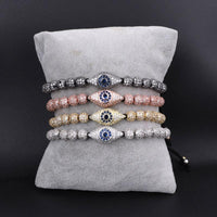 Thumbnail for Stainless Steel & Luxury Pave Cubic Zirconia EVIL EYE PROTECTION Unisex Charm Bracelet- 4 colors