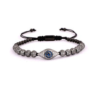 Thumbnail for Stainless Steel & Luxury Pave Cubic Zirconia EVIL EYE PROTECTION Unisex Charm Bracelet- 4 colors