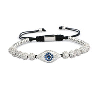 Thumbnail for Stainless Steel & Luxury Pave Cubic Zirconia EVIL EYE PROTECTION Unisex Charm Bracelet- 4 colors