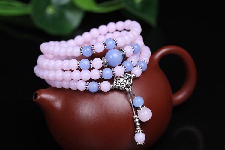 Chalcedony 108 Prayer Beads Pink Mala