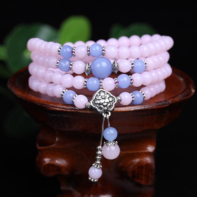 Chalcedony 108 Prayer Beads Pink Mala