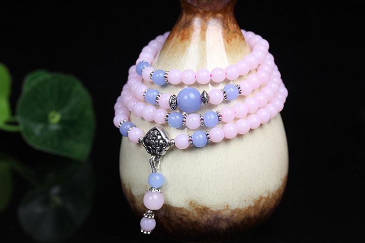 Chalcedony 108 Prayer Beads Pink Mala